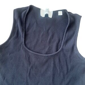 Les Coyotes de Paris Women M Womens Tank Top Black Ribbed Scoop Neck Cotton